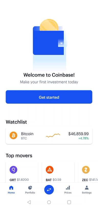 buying cryptocurrency on Coinbase App