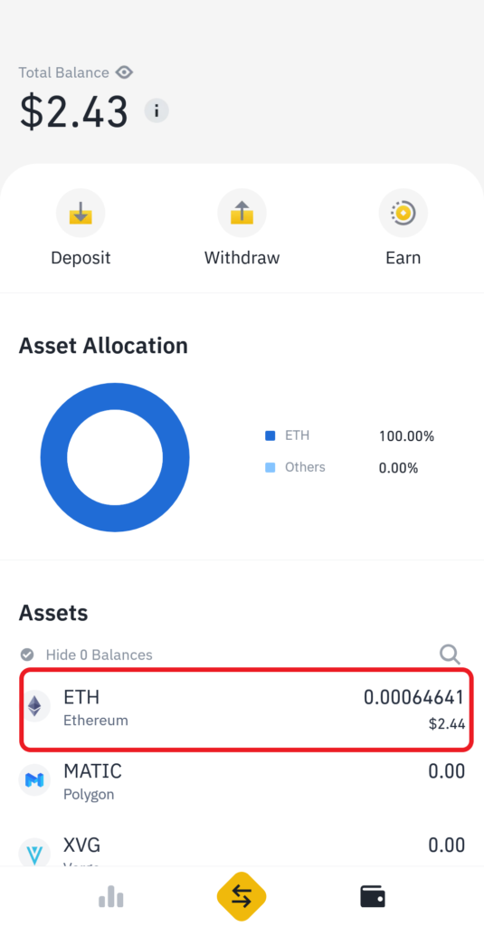Withdraw Ethereum from Binance