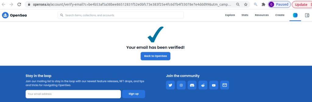 OpenSea email verification