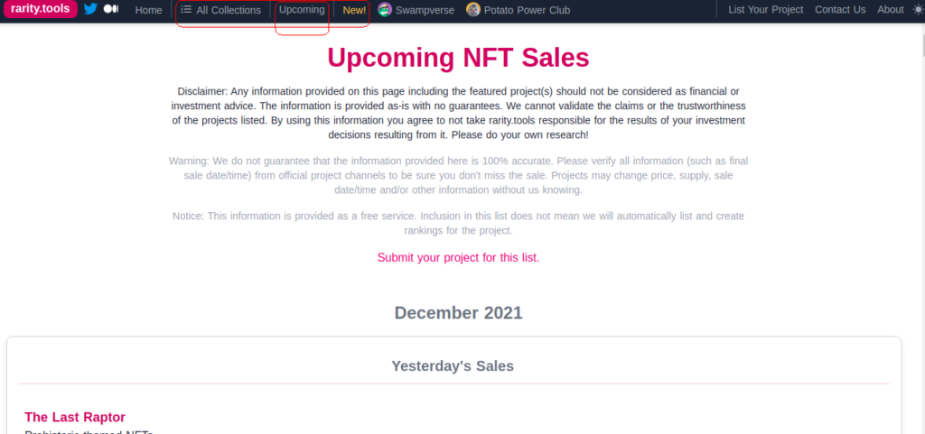 Upcoming NFT projects