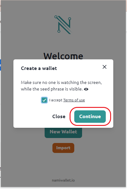 Create Nami Wallet 