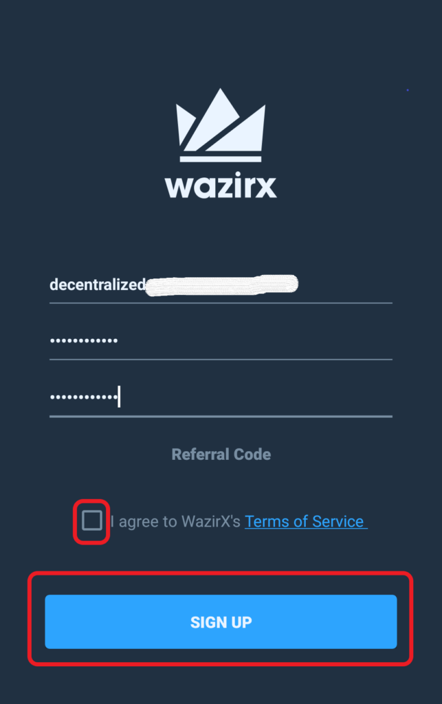 Open WazirX account