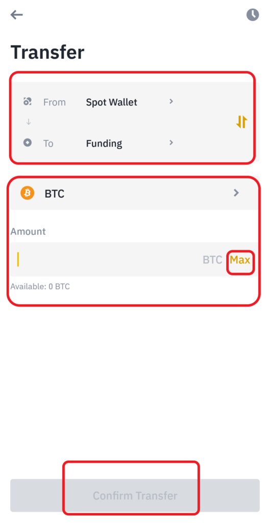 Transfer assets from spot wallet to funding wallet