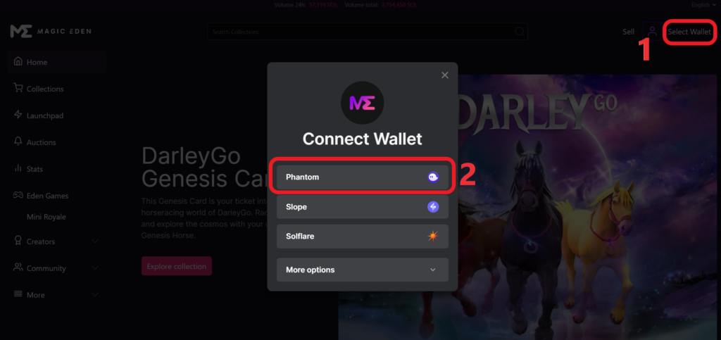 Connect Phantom wallet to Magic Eden