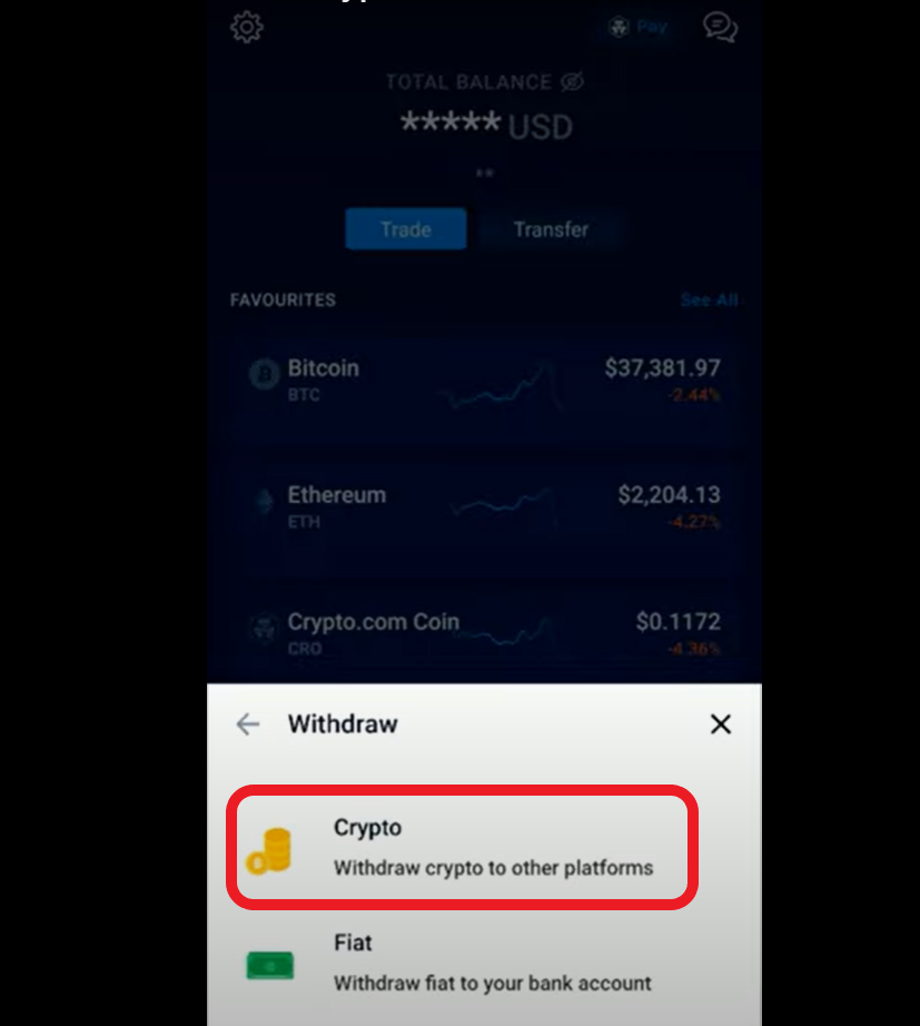 withdraw from crypto defi wallet