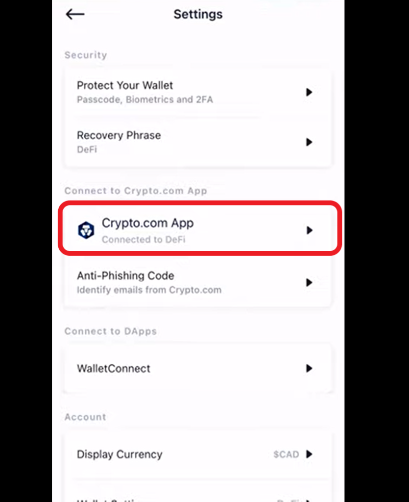Connect Crypto.com to DeFi Wallet