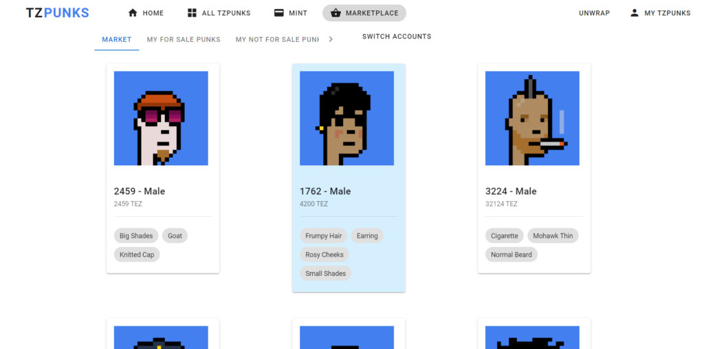 Best Tezos NFT Marketplaces - tzPunks