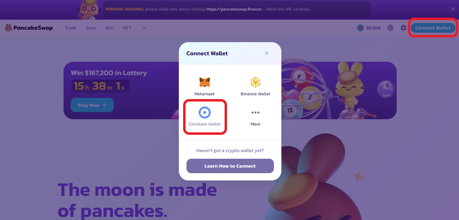 connect coinbase wallet to pancakeswap