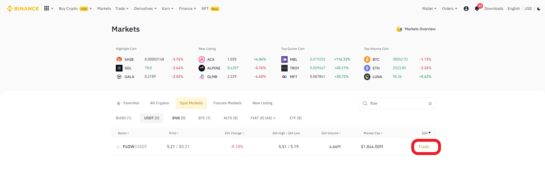 buy flow on binance