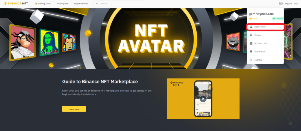 set NFT as a profile picture on Binance