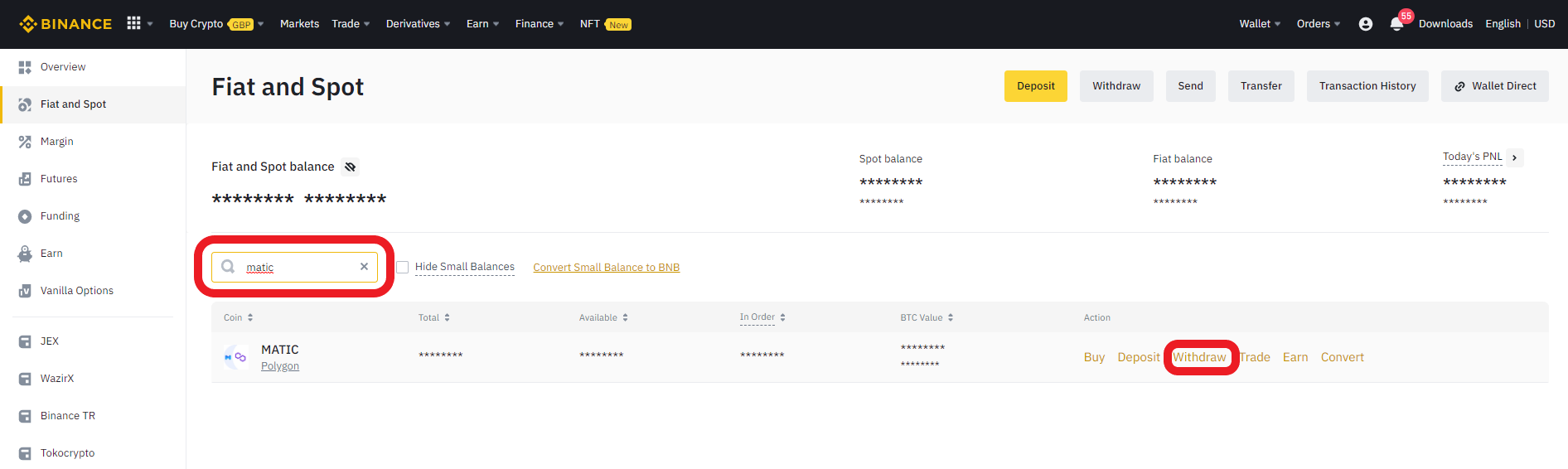 binance to matic wallet