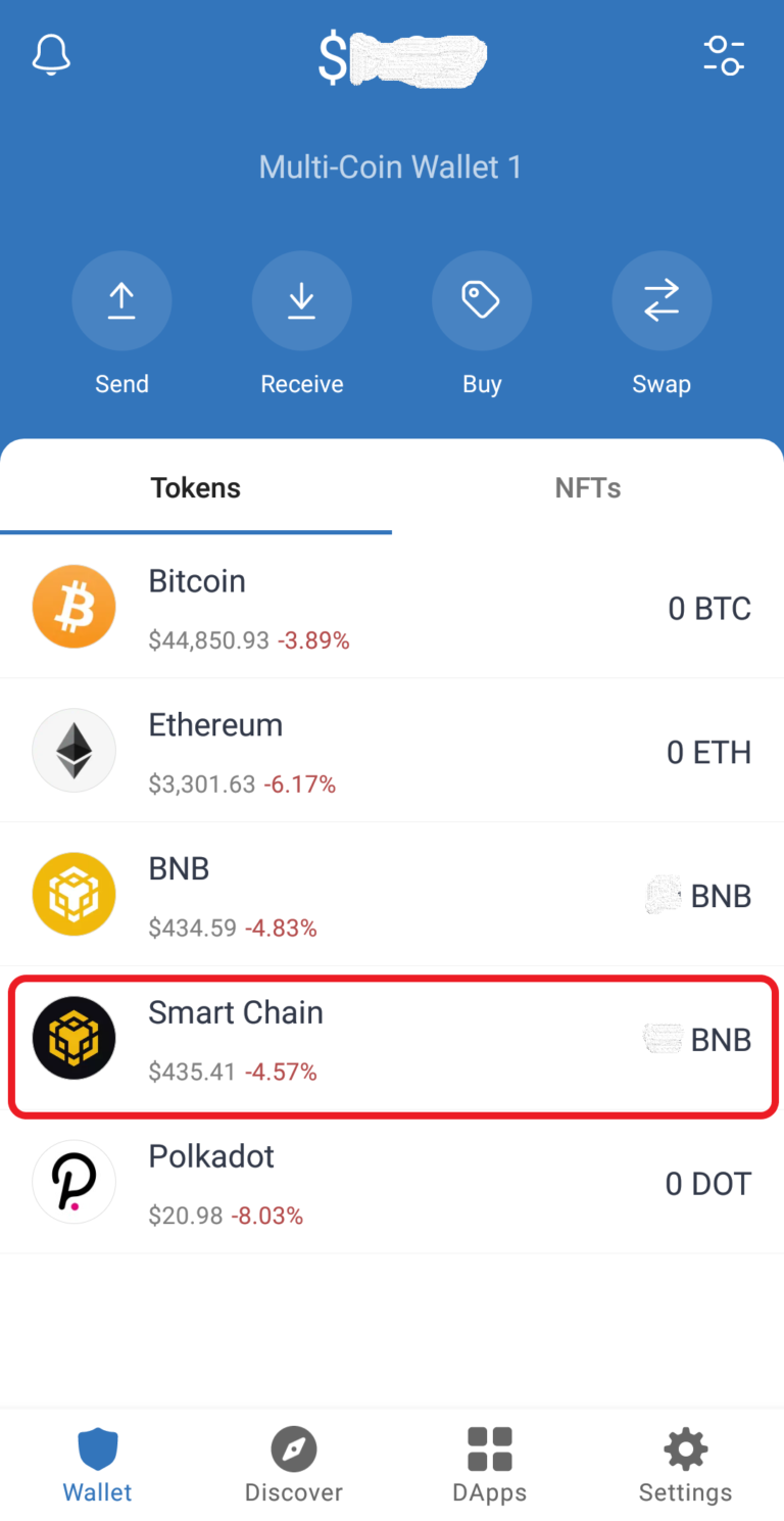 bnb from trust wallet to crypto.com