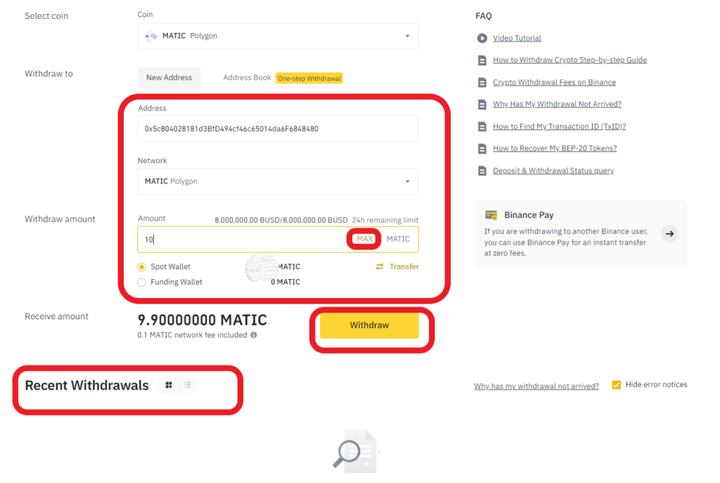 Transfer MATIC from Binance to Trust Wallet