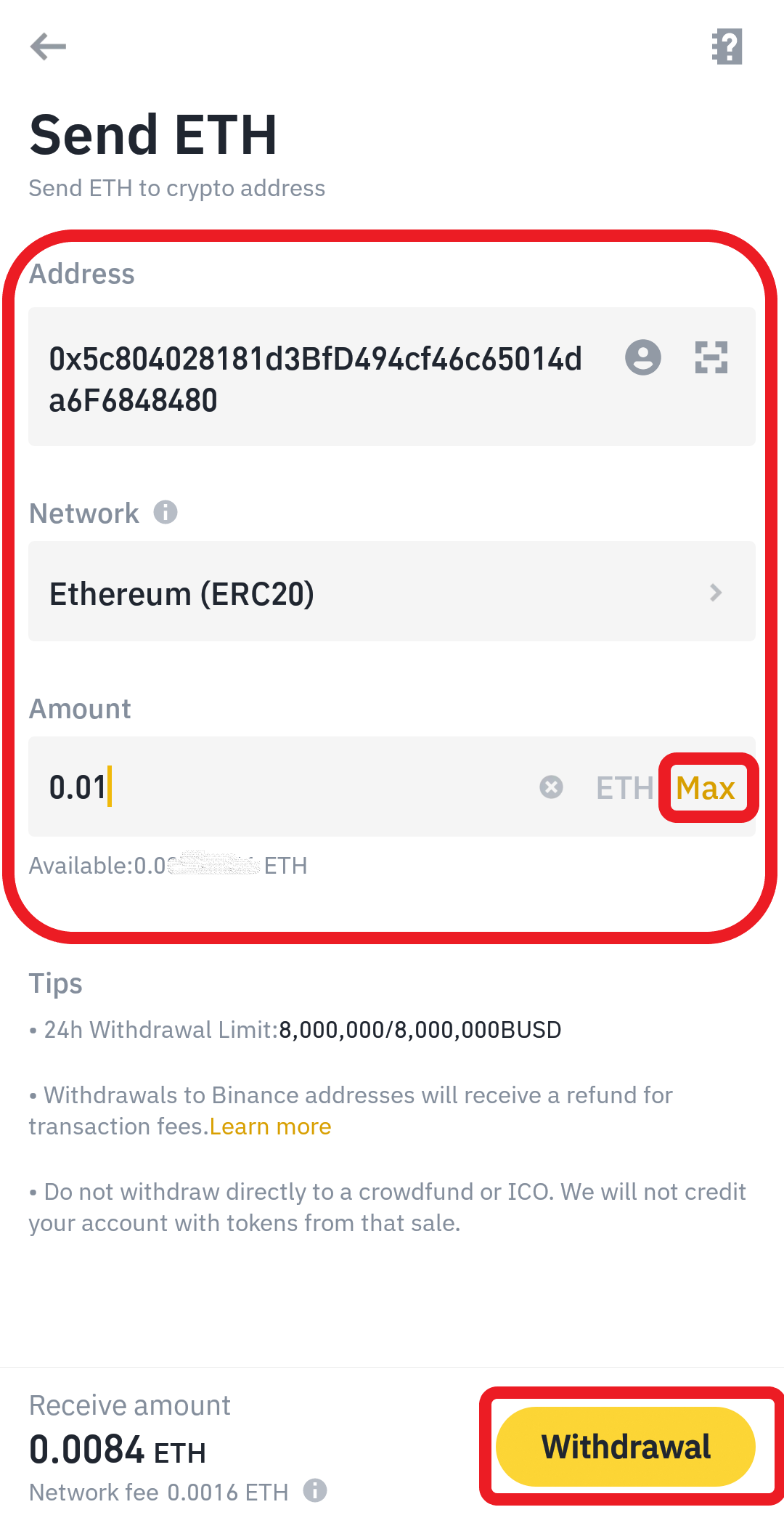 transfer eth from bitstamp to ledger wallet