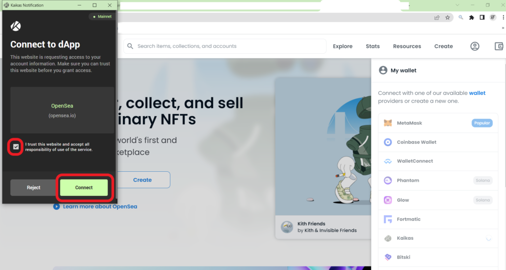 Connect Kaikas Wallet to OpenSea