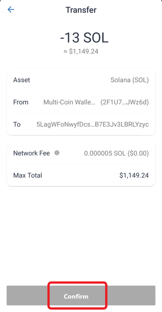 Transfer Solana (SOL) from Trust Wallet to STEPN