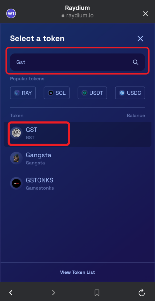Buy GST on Raydium