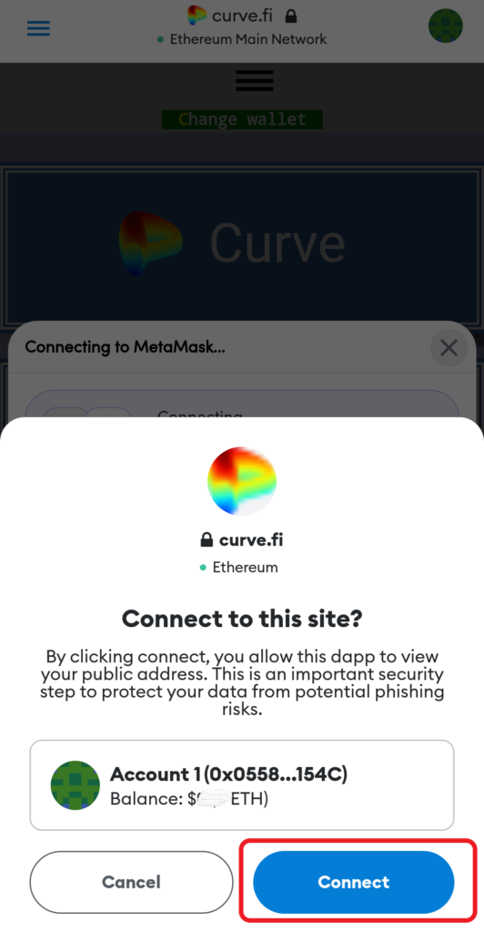 Connect MetaMask to Curve.fi