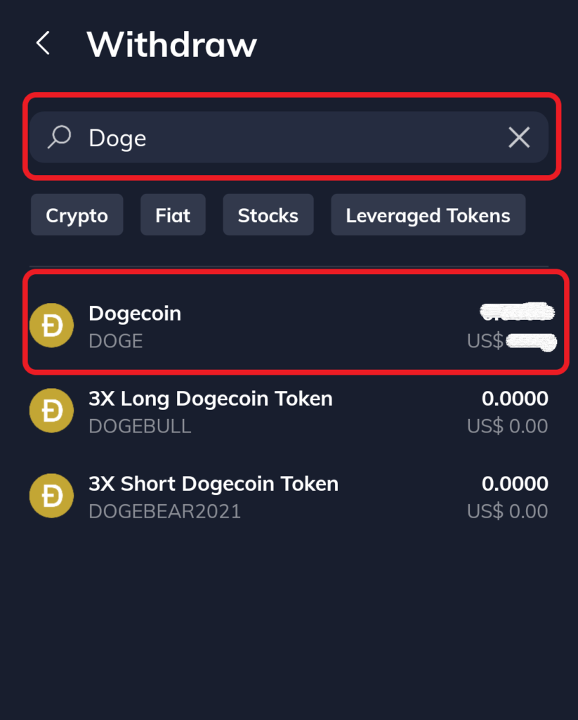 withdraw DOGE from FTX mobile application to Trust Wallet