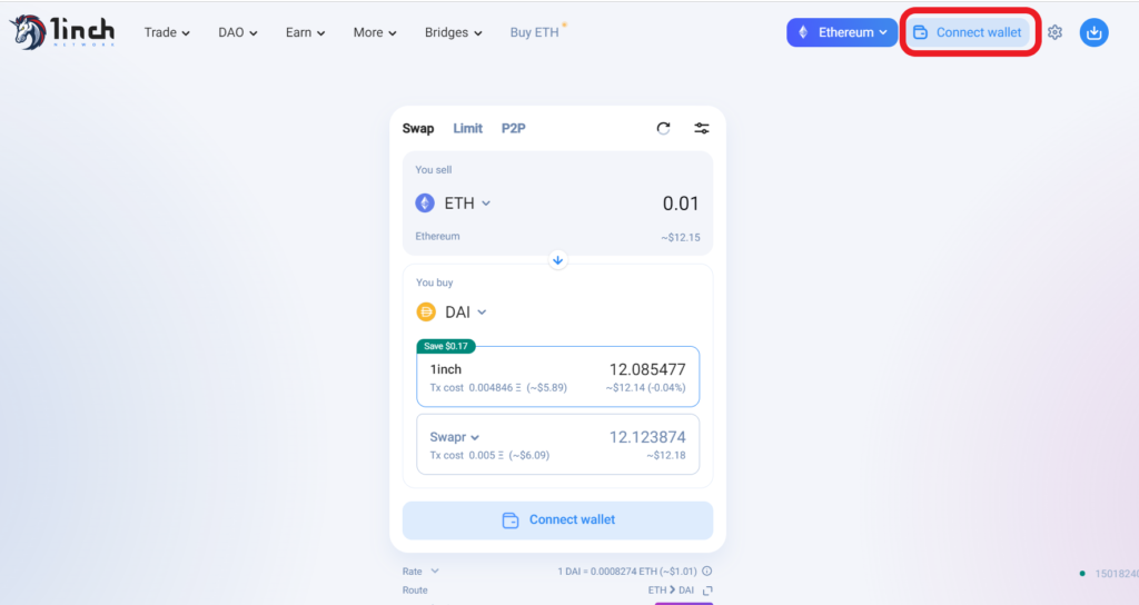 Connect Coinbase Wallet to 1inch