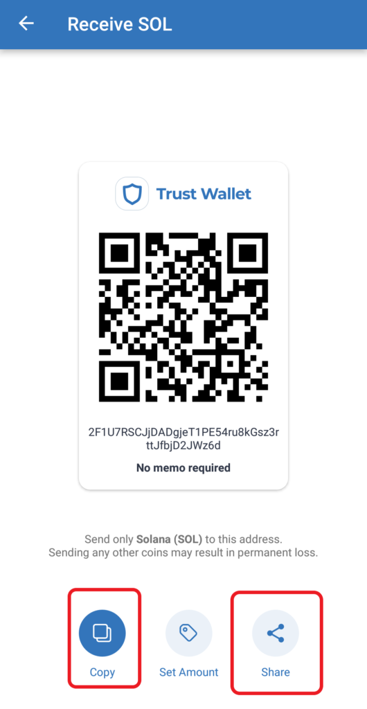 SOL address Trust Wallet