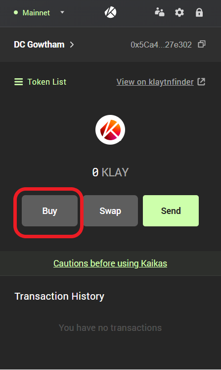Buy KLAY Directly Inside Kaikas Wallet