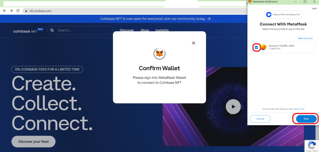Connect MetaMask to Coinbase NFT Marketplace