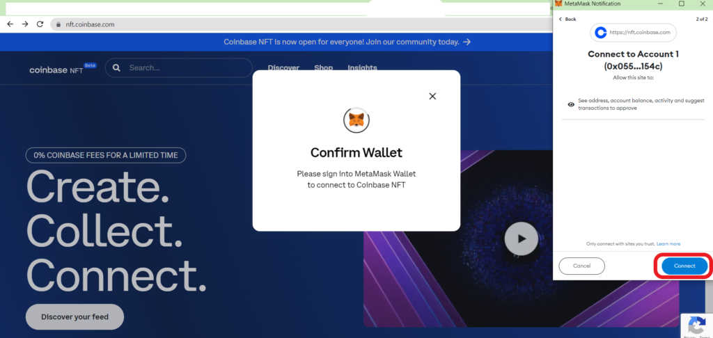 Connect MetaMask to Coinbase NFT Marketplace