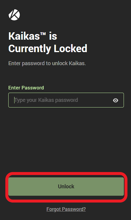 Reset Kaikas Wallet Password