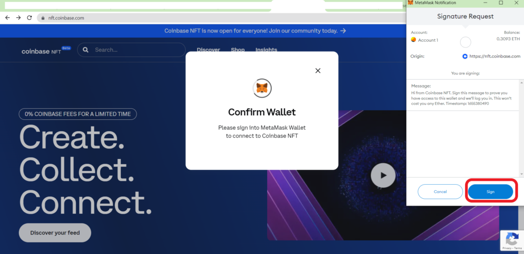Connect MetaMask to Coinbase NFT Marketplace