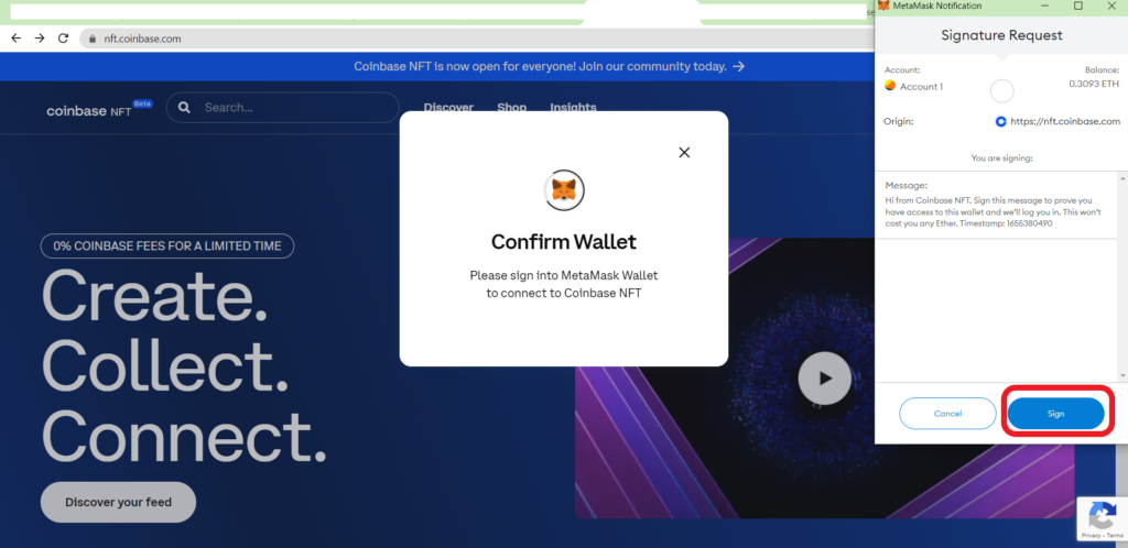 connecting metamask to coinbase