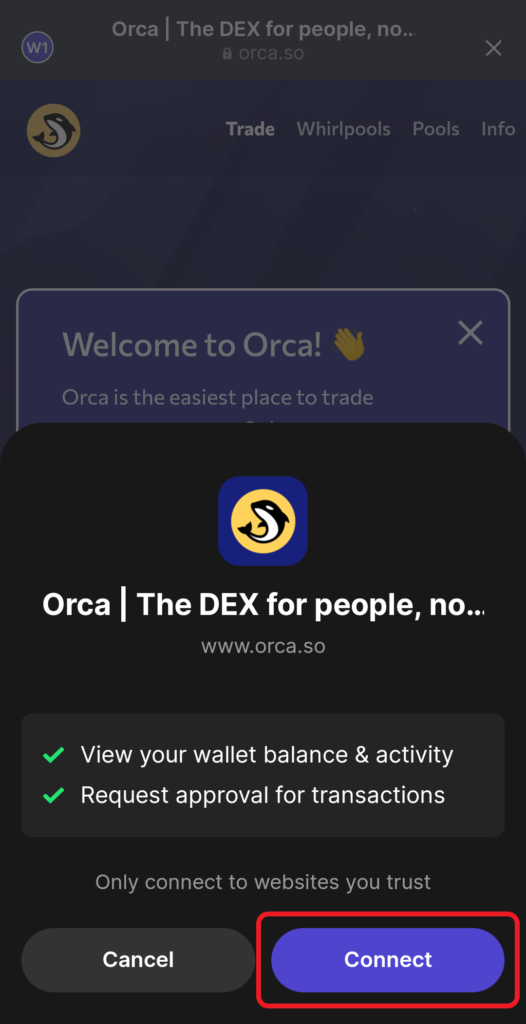 Connect Phantom Wallet to Orca