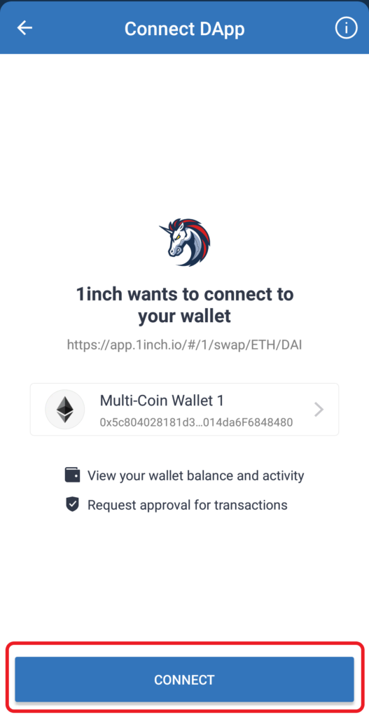 Connect Trust Wallet to 1inch