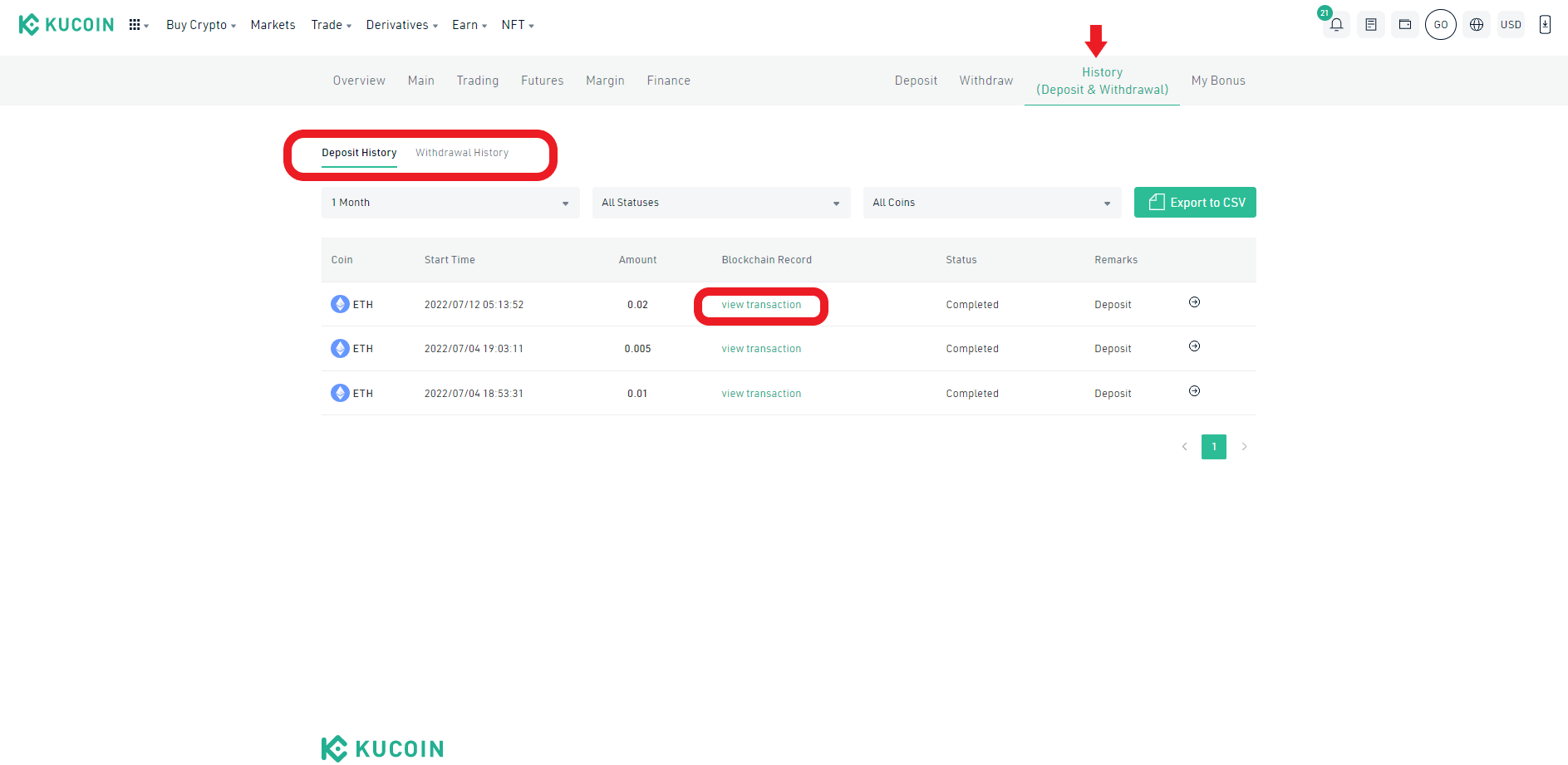 unable to find transaction hash kucoin