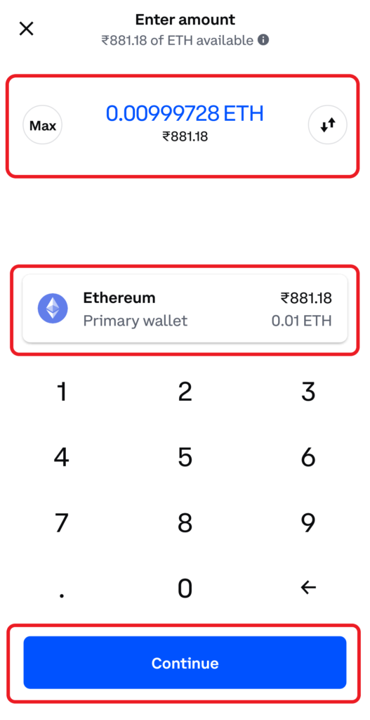 Send ETH from Coinbase 