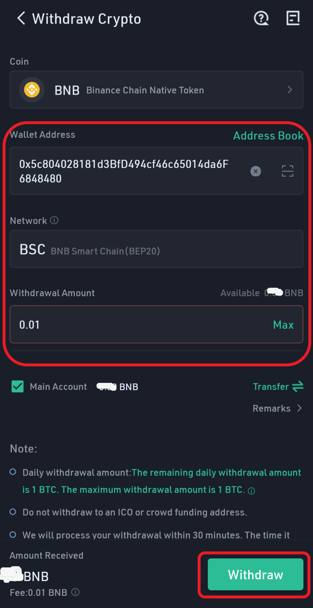 transferring coins from kucoin to your wallet