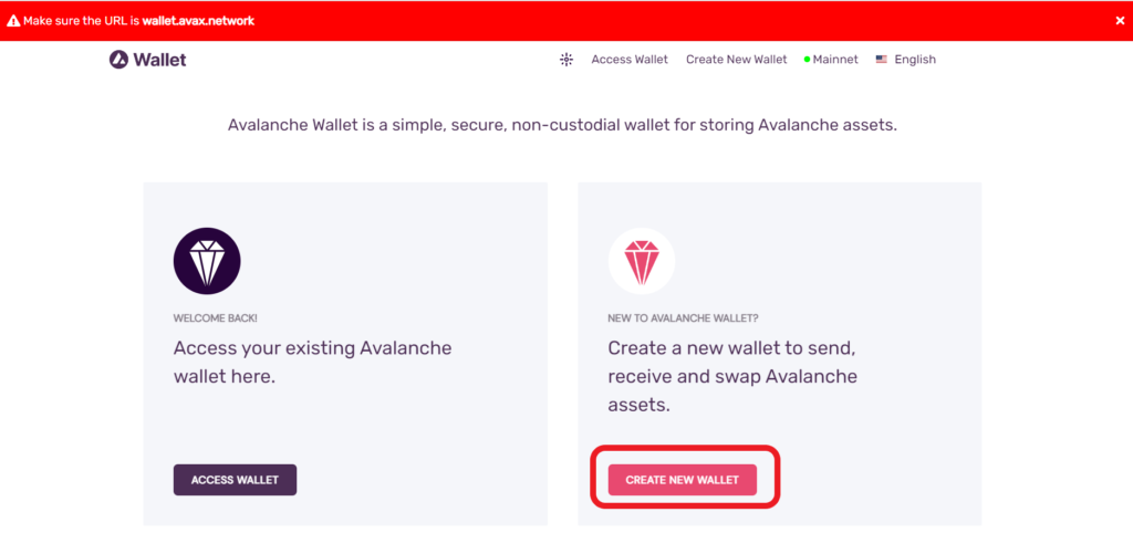 Create Avalanche wallet