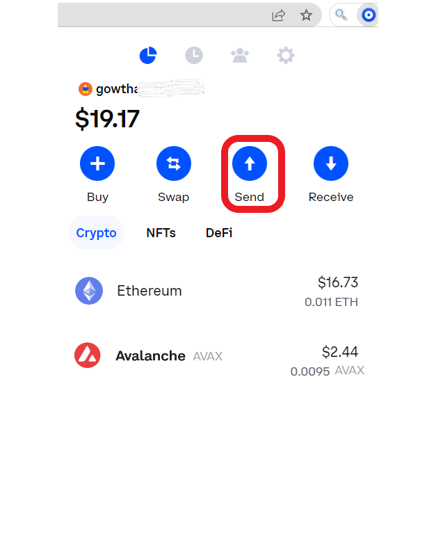 send AVAX from Coinbase Wallet