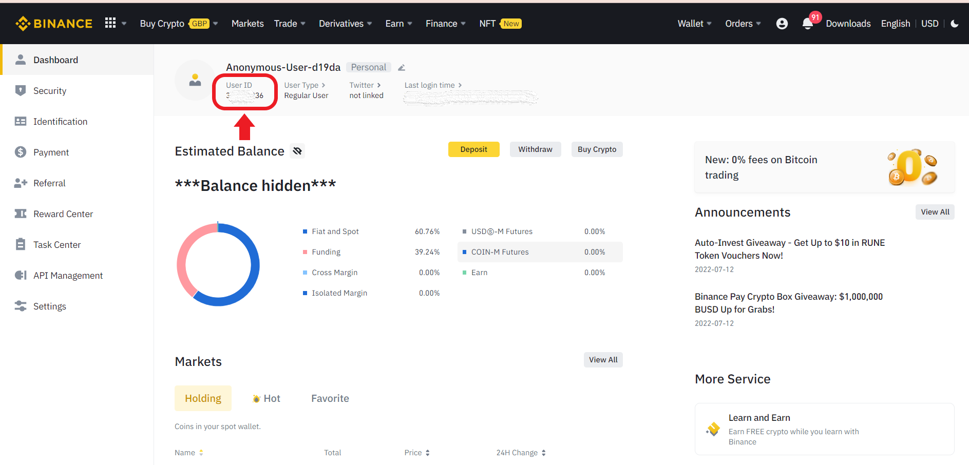 binance user id