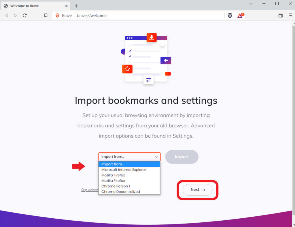 Import bookmarks from Chrome or Firefox