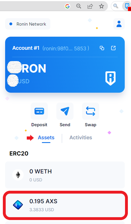 Send AXS from Ronin Wallet to Binance