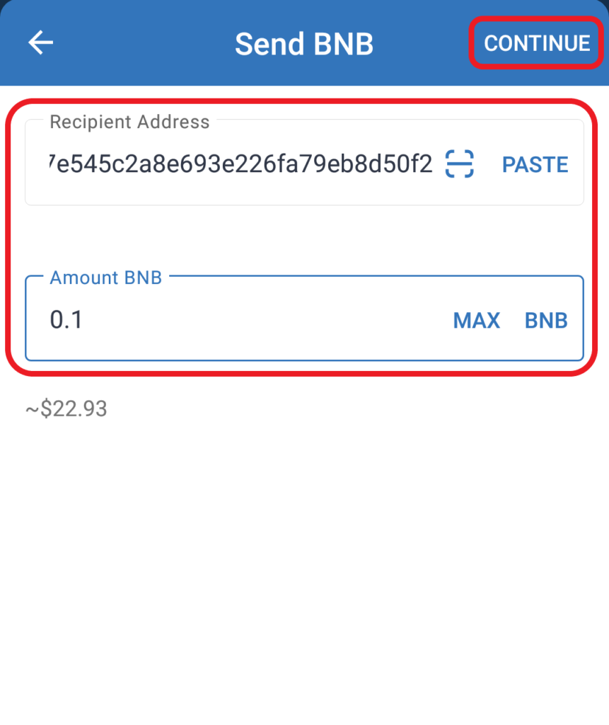 Transfer Binance Coin (BNB) from Trust Wallet to KuCoin