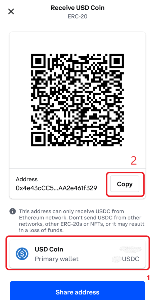 Coinbase USDC deposit address