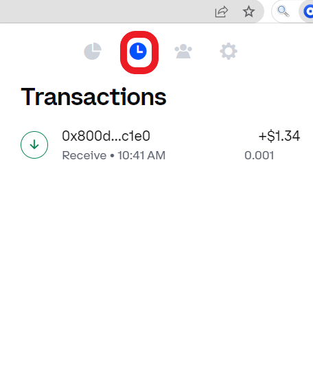recent transactions in Coinbase Wallet