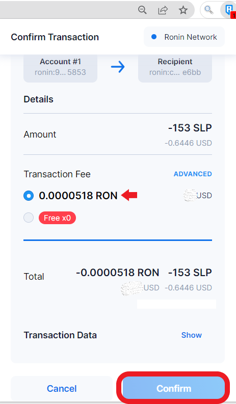 Transfer Smooth Love Potion (SLP) from Ronin to Binance