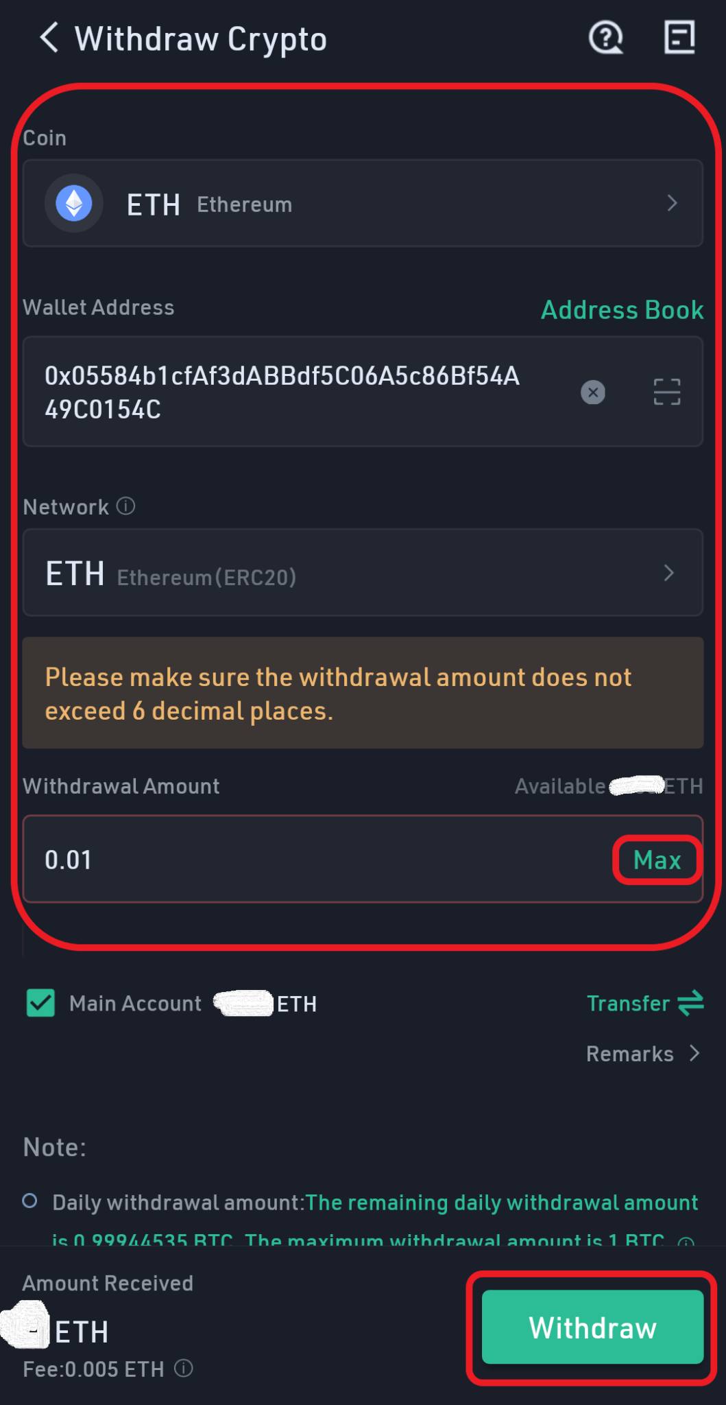 metamask ethereum transfer reject