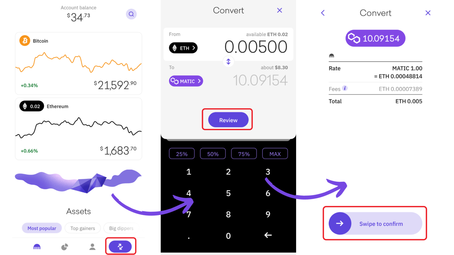 how convert one cryptocurrency to another