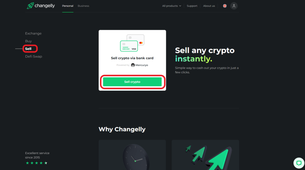 Sell Cryptocurrecy on Changelly