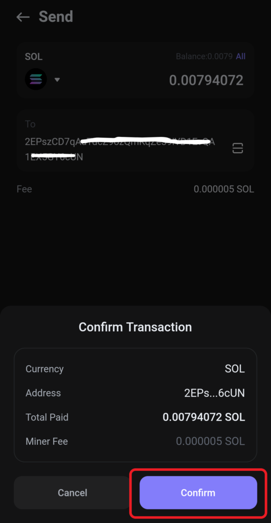 confirm transaction in Slope