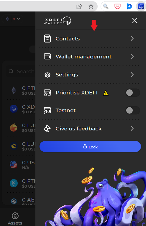 Other options in XDEFI Wallet